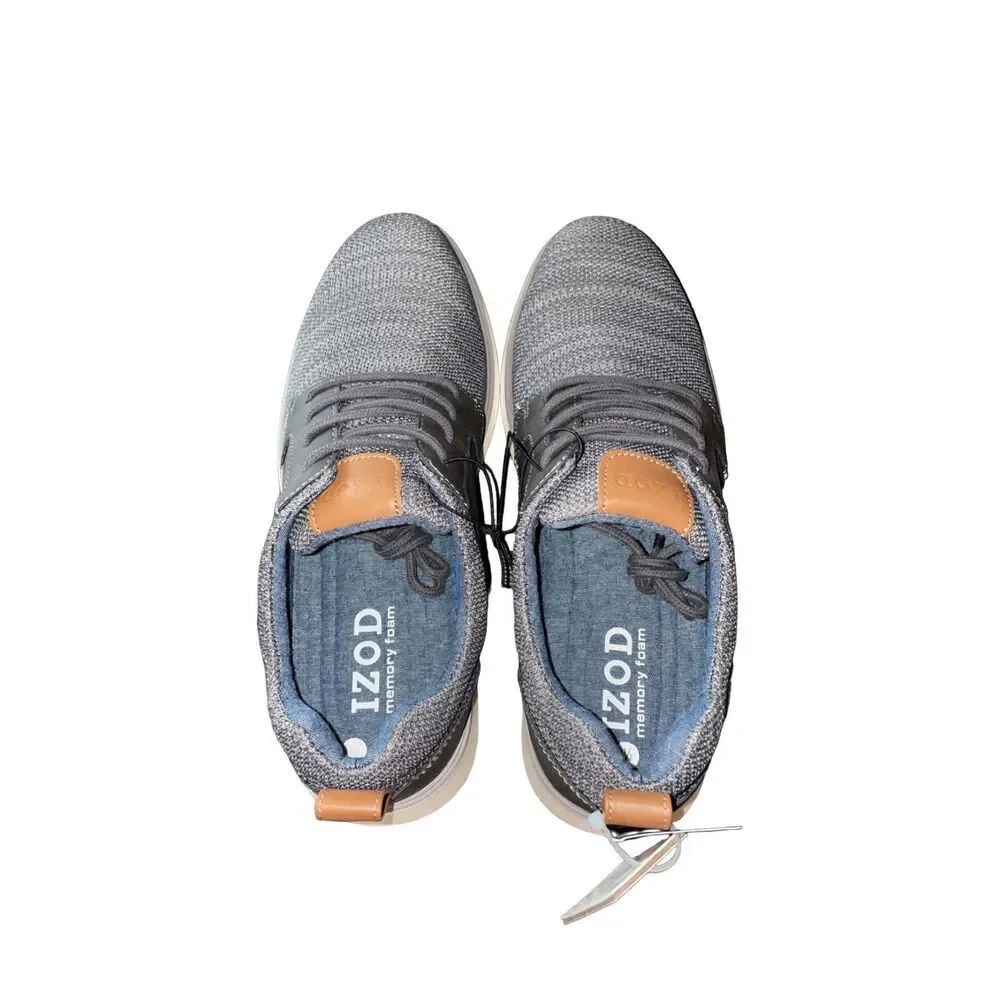 IZOD Shoes Mens 9.5 Gray Kyler Lace Up Memory Foam Casual Comfort New In Box